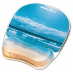 Photo Gel Mouse Pad Wrist Rest with Microban Protection - Sandy Beach - 0.9 inch x 9.3 inch x 7.9 inch Dimension - Multicolor - Rubber Polyurethane Gel - Stain Resistant