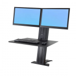 WorkFit-SR Dual Monitor Standing Desk Workstation - Desk mount for 2 LCD displays / keyboard / mouse - aluminum - black - screen size: up to 24 inch