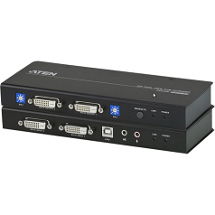 DVI Dual View KVM Extender - 1 Computer(s) - 1 Remote User(s) - 196.85 ft Range - 4 x Network (RJ-45) - 3 x USB - 4 x DVI