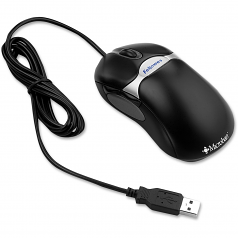 Optical Mouse With Microban Protection - Optical - Cable - Black Silver - USB - 5 Button(s)