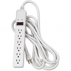 SURGE PROTECTOR WITH 6 OUTLETS. 450 JOULES EMI/RFI NOISE FILTERING ILLUMINATED