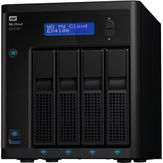 WD TDSourcing My Cloud EX4100 WDBWZE0240KBK - NAS server - 4 bays - 24 TB - HDD 6 TB x 4 - RAID 0 1 5 10 JBOD 5 hot spare - RAM 2 GB - Gigabit Ethernet - iSCSI support