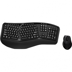 Tru-Form Media 1500 - Wireless Ergonomic Keyboard & Laser Mouse - USB Wireless RF Keyboard - 105 Key - English (US) - Black - USB Wireless RF Mouse - Laser - 1600 dpi - Black