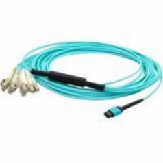 THIS IS AN 8M MPO (FEMALE) TO 8XLC (MALE) 8-STRAND AQUA RISER-RATED FIBER FANOUT