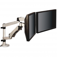 Easy-Adjust Dual Monitor Arm - Mounting kit ( desk clamp mount grommet mount pole 2 dual articulating arm 2 interface plates ) for 2 LCD displays - metal aluminum alloy - silver - screen size: up to 30 inch - mounting interface: 100 x 100 mm 75 x 75 mm