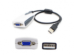 20.00CM (8.00IN) USB 2.0 (A) MALE TO VGA FEMALE BLACK USB VIDEO ADAPTER