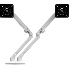 MXV Desk Dual Monitor Arm with Under Mount C-Clamp - Desk mount for 2 monitors - steel - white - screen size: up to 24 inch