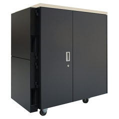 NetShelter CX 24U Secure Soundproof Server Room in a Box Enclosure International - 19 inch 24U Wide - Gray Oak