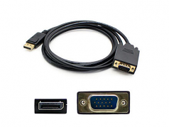 1.82m (6.00ft) DisplayPort Male to VGA Male Black Adapter Cable - 100% compatible with select devices.