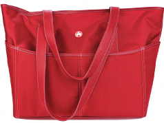 SUMO LARGE TOTE - RED WITH WHITE STITCHINGLEATHER/1680D BALLISTIC NYLON