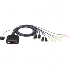 2PORT USB DP CABLE KVM SWITCH WITH REMOTE PORT SELECTOR