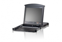 8PT 19inch Dual Rail LCD Cat5 KVM Switch with Extra Console Port TAA Retail