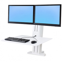 WorkFit-SR Dual Monitor Sit-Stand Desktop Workstation Standing Desk - Stand for 2 LCD displays / keyboard / mouse - aluminum - white - screen size: up to 24 inch - desktop