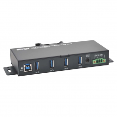 Lite 4-Port Industrial USB 3.0 SuperSpeed Hub 15KV ESD Immunity Metal - USB - External