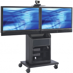 Display Stand - Up to 55 inch Screen Support - 1 x Shelf(ves) - Locking Door - 60.5 inch Height x 33.5 inch Width x 23.5 inch Depth - Glass Steel