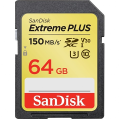 EXTREME PLUS SDXC 64GB UHS-I U3 UP TO 150MB/S READUP TO 150MB/S READ