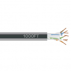 1000-FT BLACK CAT6 SOLID C ABLE 550MHZ UTP CMR CM PULL BOX