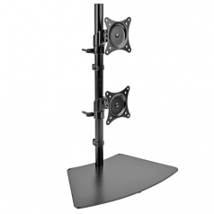 DUAL VERTICAL FLAT-SCREEN DESK MOUNT MONITOR STAND CLAMP SWIVEL TILT 15IN. TO 27