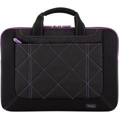 Pulse Carrying Case (Sleeve) for 16 inch Notebook - Black Purple - Bump Resistant Scratch Resistant - Neoprene - Cross-Stitched - Handle