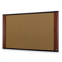 Wide-screen Style Bulletin Board - 36 inch Height x 48 inch Width - Mahogany Cork Surface - Wood Frame