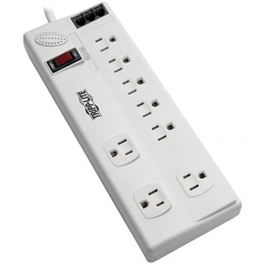 8-Outlet Surge Protector with DSL/Phone Line/Modem Surge Protection - 3150 Joules 6 ft. Cord - Surge protector - 15 A - AC 120 V - 1800 Watt - output connectors: 8 - 6 ft - cool gray - TAA Compliant