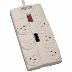 Surge Protector Power Strip 120V 5-15R 8 Outlet RJ11 8 feet Cord 2160 Joule - Surge protector - 15 A - AC 120 V - output connectors: 8 - attractive gray