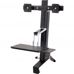 WorkFit-S Dual Monitor Standing Desk Workstation - Mounting kit (desk clamp mount column 2 pivots crossbar keyboard / mouse tray) for 2 LCD displays / keyboard / mouse - black - screen size: up to 24 inch - desktop