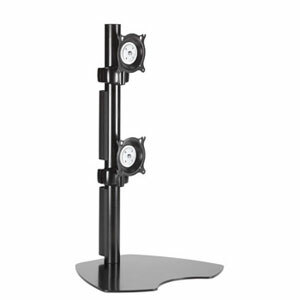 Dual Vertical Monitor Table Stand - Up to 80lb Flat Panel Display - Silver - Desk-mountable