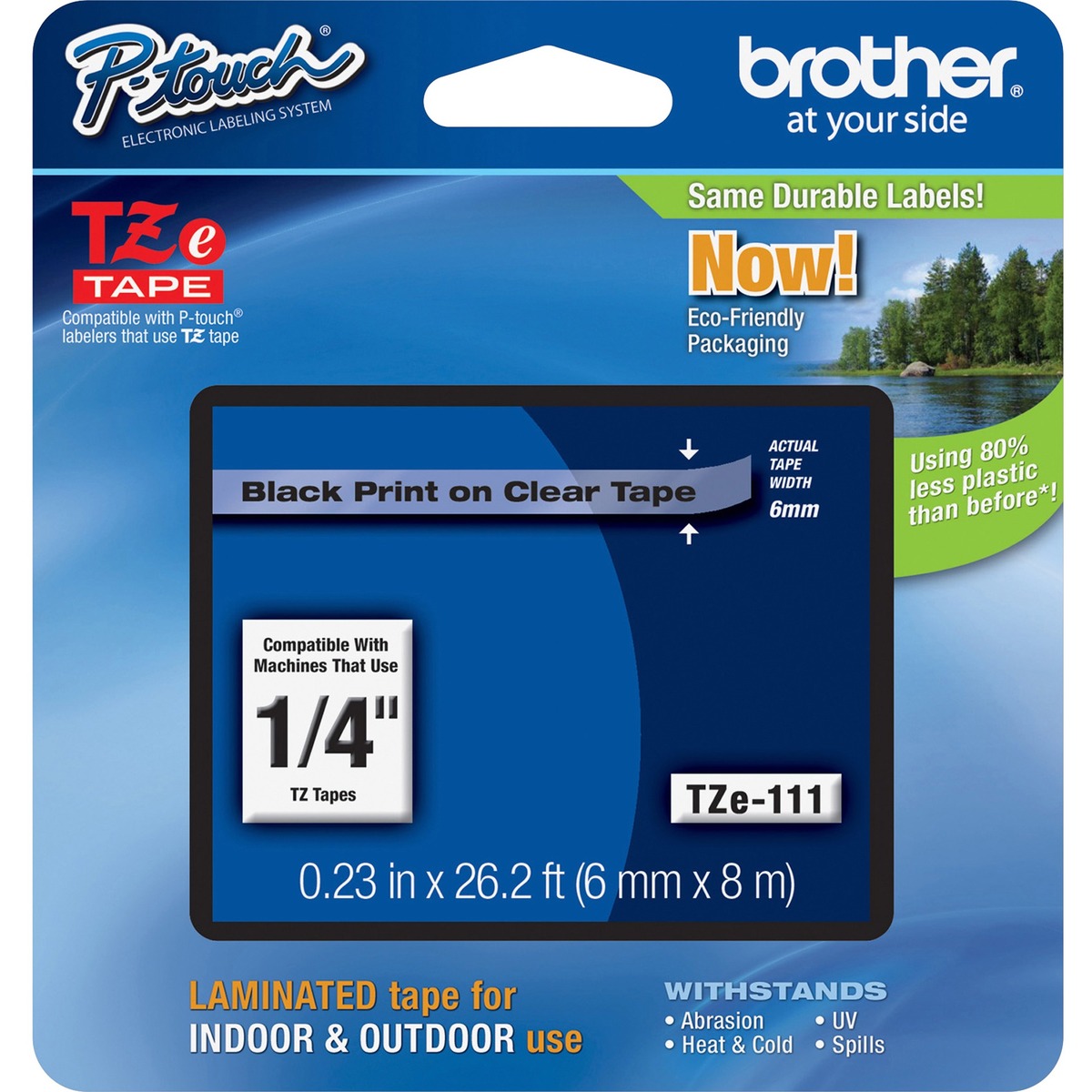 P-TOUCH EXTRA STRENGTH SUPER ADHESIVE TAPES 1/4IN X 26.2FT BLACK ON CLEAR INDUSTRIAL TAPE MUST ORDER IN QTY 6 NOT SHIP TO QUEBEC