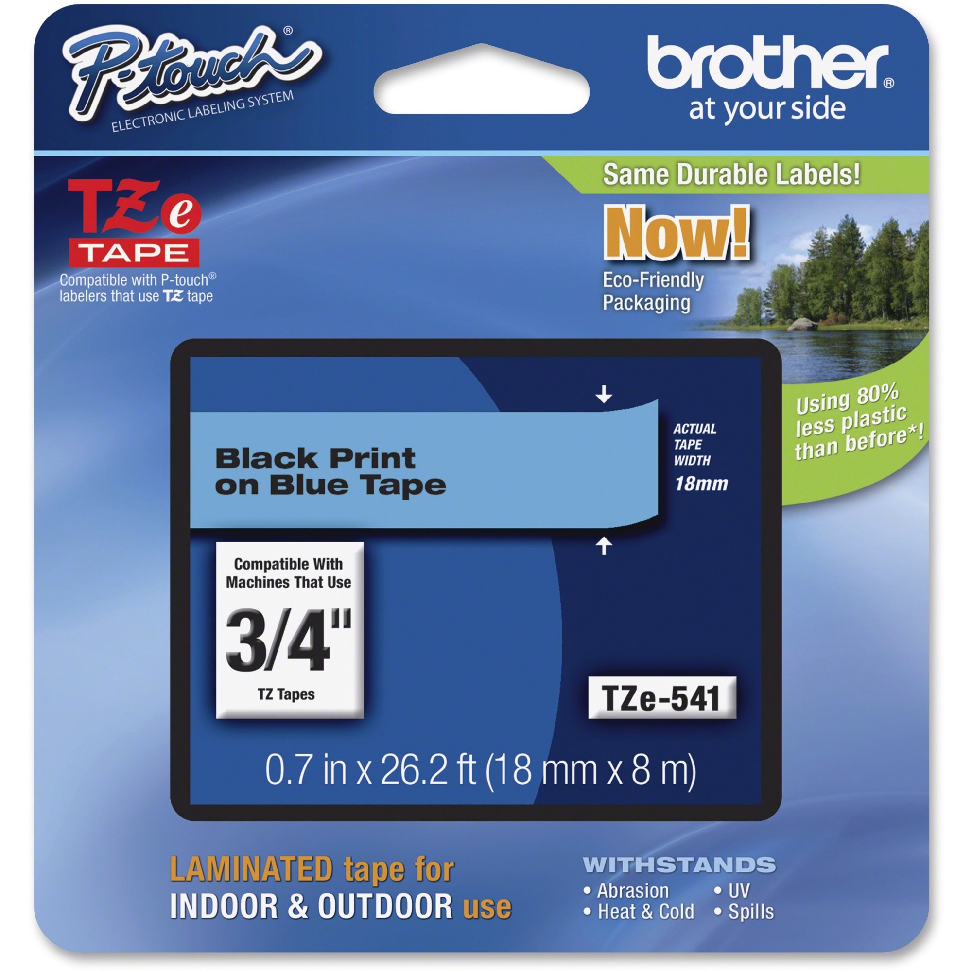 18mm (3/4) Black on Blue Laminated Tape (8m/26.2) (1/Pkg) For use in TZ P-Touch: All TZ Machines Except PT-200 1100 1130 1300 1160 1170S 1180 1200 2030 2730 ST-1150