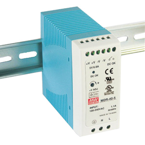 B&B 40W Single Output Industrial DIN Rail Power Supply - 220 V AC 110 V AC Input Voltage - DIN Rail - 88% Efficiency - 40 W