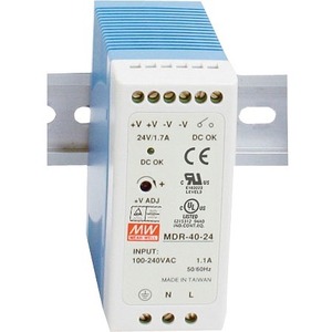 B&B DIN Rail Mount Power Supply 24VDC 1.0 A Output Power - 110 V AC 220 V AC Input Voltage - DIN Rail - 84% Efficiency - 24 W