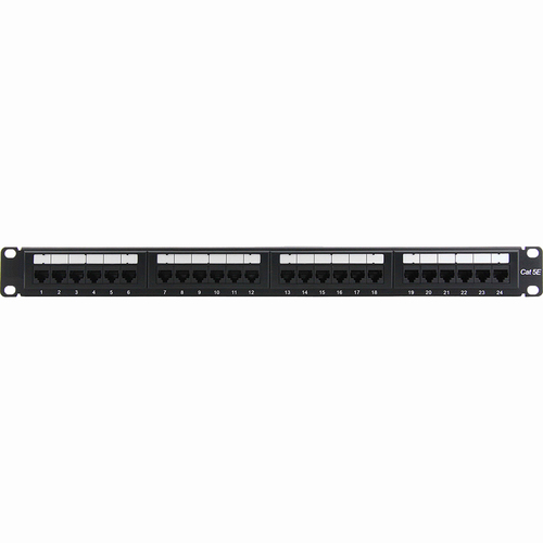 24 Port CAT5E Rackmount Patch Panel - Black - 24 x RJ-45 Port(s)