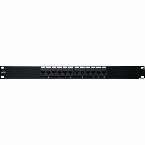 12 Port CAT5E Rackmount Patch Panel - Black - 12 x RJ-45 Port(s)