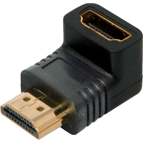 90 Degree HDMI A Male To HDMI A Female Adapter - 1 x HDMI (Type A) Male Digital Audio/Video - 1 x HDMI (Type A) Female Digital Audio/Video - Gold Plated Gold-plated Contacts - Black