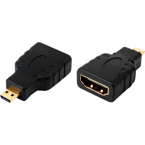 Micro HDMI Male To HDMI A Female Adapter - 1 Pack - 1 x HDMI (Micro Type D) Male Digital Audio/Video - 1 x HDMI (Type A) Female Digital Audio/Video - Gold Plated Gold-plated Contacts