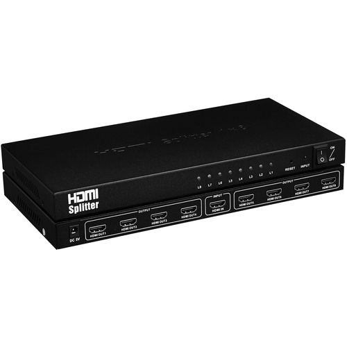 8 Port HDMI splitter & Signal Amplifier - HDMI In - HDMI Out