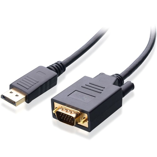 6Ft DisplayPort To VGA M/M Adapter Cable - DisplayPort/VGA for Monitor Video Device - 6 ft - 1 x DisplayPort Male Digital Audio/Video - 1 x HD-15 Male VGA - Black