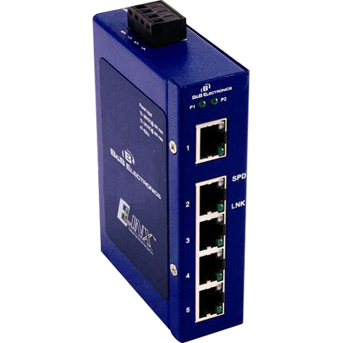 B&B Elinx Ethernet Switch - 5 Ports - 4 x RJ-45 - 1 x SC - 10/100Base-TX 100Base-FX - Rail-mountable Rack-mountable