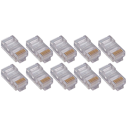 50PK Cat5e RJ45 Ethernet Plugs/Connectors - 50 Pack - 1 x RJ-45 Male - Gold-plated Contacts