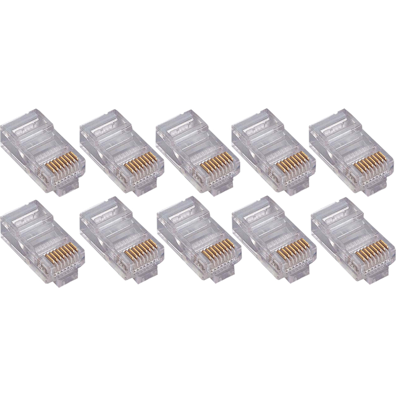 50PK Cat6 RJ45 Ethernet Plugs/Connectors - 50 Pack - 1 x RJ-45 Male - Gold-plated Contacts