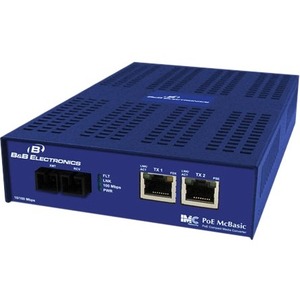 B&B 10/100 mbps PoE Media Converter - 1 x Network (RJ-45) - 1x PoE (RJ-45) Ports - 1 x ST Ports - No - 10/100Base-TX 100Base-FX - Desktop Rack-mountable Wall Mountable