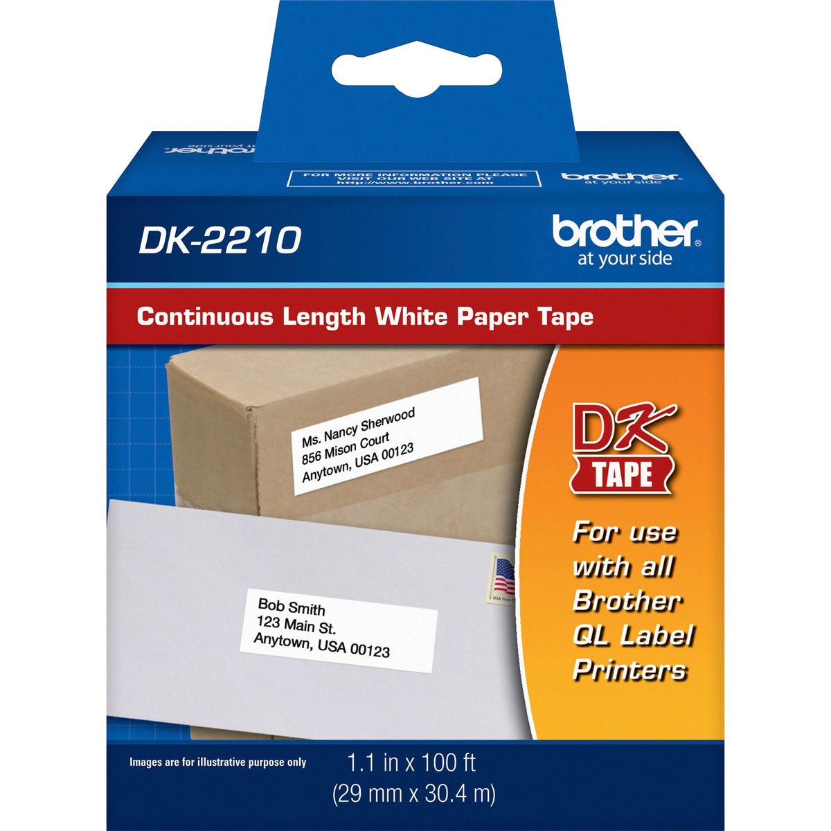 7 x 100 Black/White Continuous Length Paper Tape For Use With: QL-1050