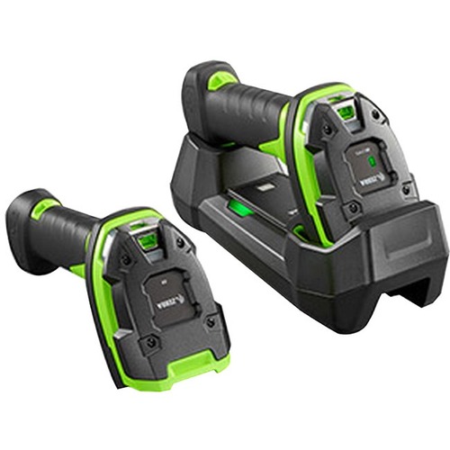 DS3678 STANDARD RANGE 1D/2D IMAGER CORDLESS FIPS USB KIT INCLUDES SCANNER 7 FOOT USB CABLE CRADLE POWER AND LINE CORD (23844-00-00R)  VIBRATION MOTOR INDUSTRIAL GREEN