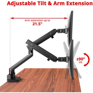 SPRING ASSISTED FULL-MOTION (TILT SWIVEL ROTATE HEIGHT ADJUSTMENT) DUAL MONIT