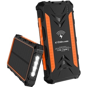 20000MAH SOLAR CHARGER ORANGE WRLS QI USB TYPE C MICRO USB