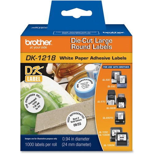 Label Maker Tape Cartridges - 1 inch Length - 1000/Roll - Direct Thermal - White - 1Roll