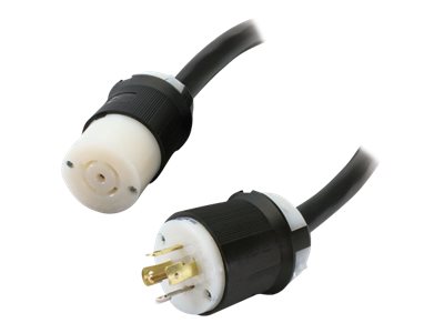 Power extension cable - NEMA L21-20 (M) to NEMA L21-20 (F) - 24 ft - black