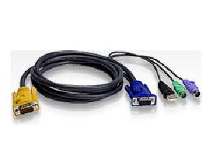 Combo kVM Cable - 10 ft - 1 x HD-15 Male VGA - 1 x HD-15 Male VGA 1 x Mini-DIN Male Keyboard/Mouse 1 x Type A Male USB 1 x Mini-DIN Male Keyboard/Mouse - Shielding