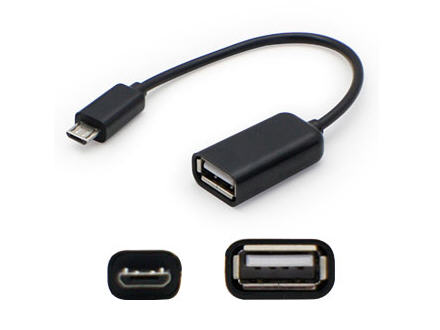 12.7CM (5.00IN) MICRO-USB MALE TO USB 2.0 (A) FEMALE BLACK ON-THE-GO CABLE